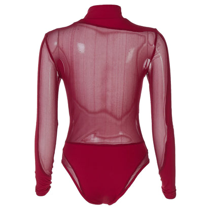 Hugcitar 2024 Turtleneck Long Sleeve Black See Through Sexy Bodycon Bodysuit Spring Summer Women New Outfit Festival Nightclub