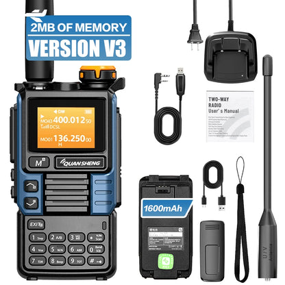 QUANSHENG UV-K5(99) V3 Walkie Talkie 2MB Memory 50-600MHz Air Band RX 5W Two Way Radio Type-C Wireless Copy Custom Firmware