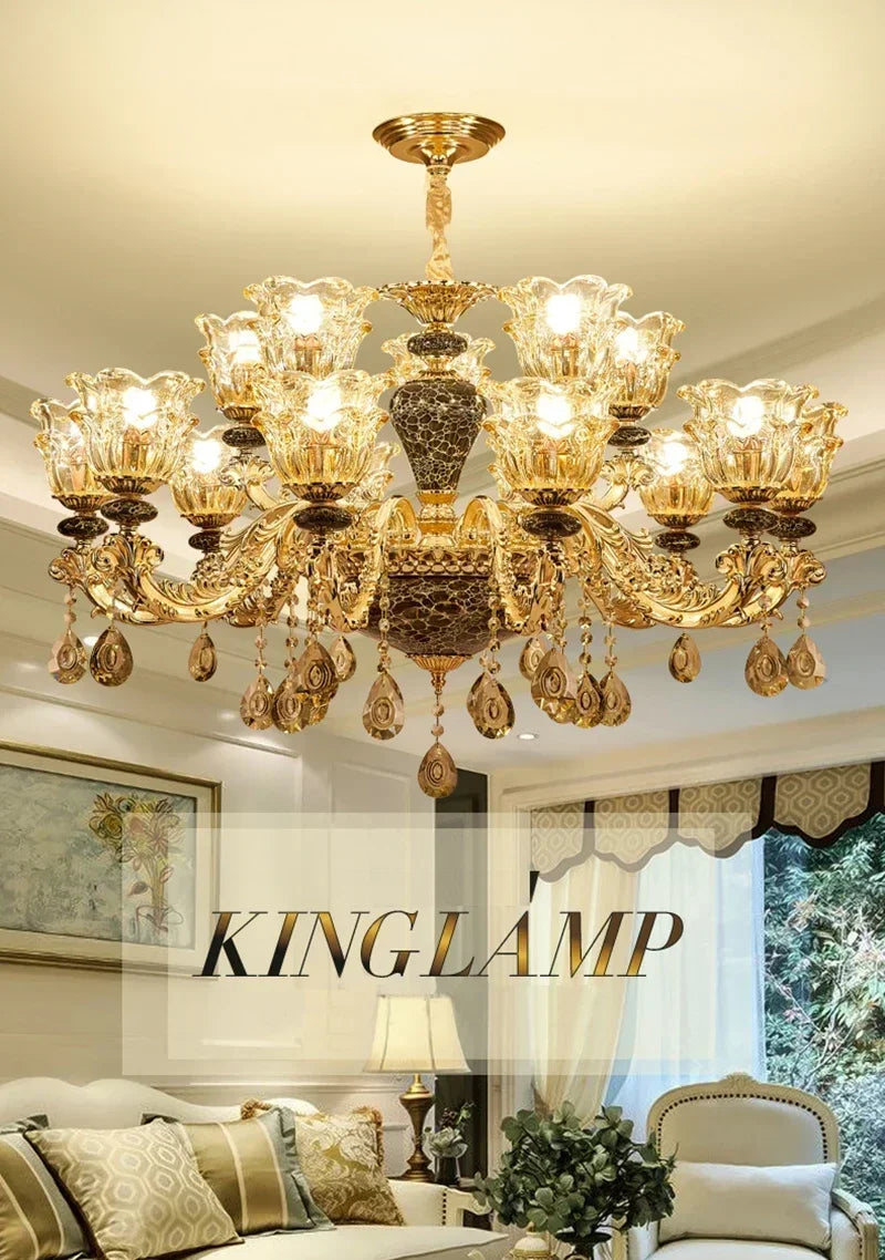Luxury Lamp Dining Room Bedroom Decoration French Retro Chandelier Lighting Crystal Fixtures Chandelier Living Room Grand