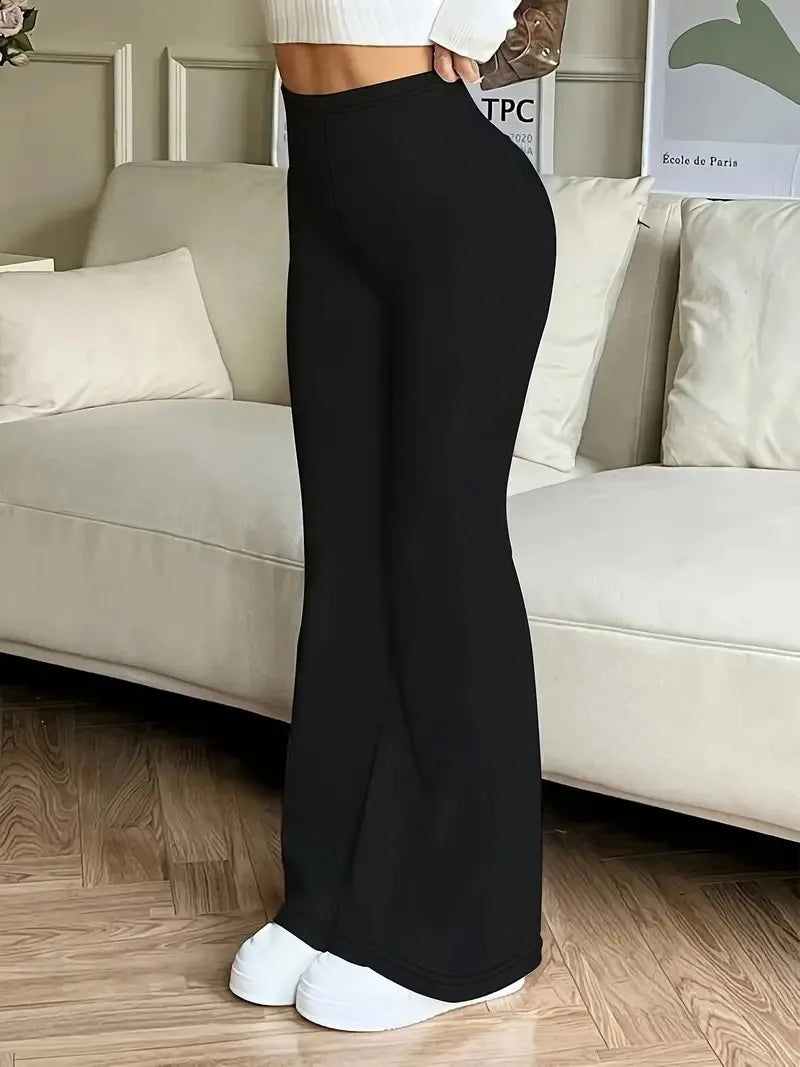 Women's High-Waisted Yoga Flared Pants Black Sexy Leggings Casual Trousers Comfortable Stretchy Bottoms for Fitness And Exercise