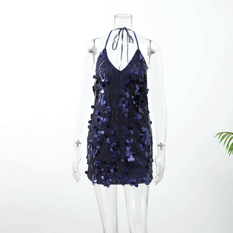 Sexy Sequin Sling Slim Short Dress Women Chic Sleeveless Off Shoulder Slim Dresses 2026 Lady Evening Party Club Vestidos New