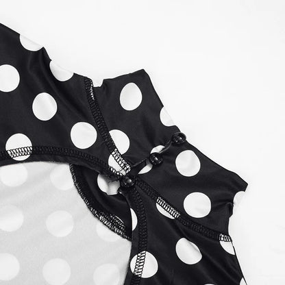 FAGADOER Retro Big Polka Dot Bodycon Rompers Women Short-sleeve Back Hollow Out Ruched Jumpsuits Streetwear Party Club Playsuits