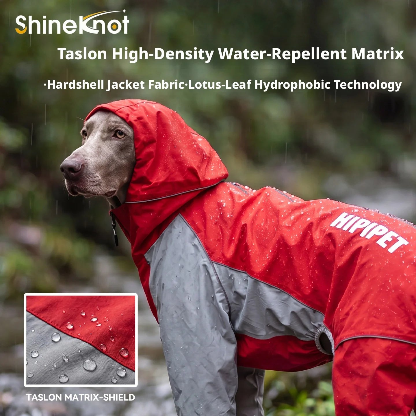 SHINEKNOT Pet Raincoat Night Reflective Strip Waterproof Raincoat Walking Clothing Large Dog All Inclusive Hooded Raincoat