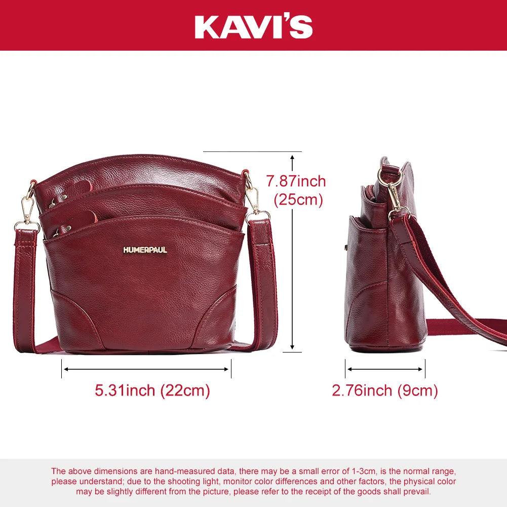 100% Genuine Leather Women Messenger Bags Casual Cell Phone Purse with Adjustable Strap Multiple Pockets Crossbody Shoulder Bag