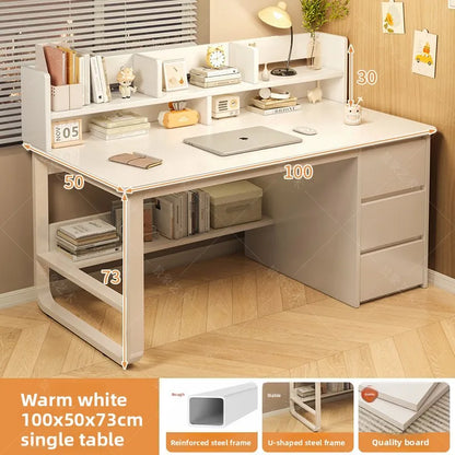 Firm Desk Simple Bookshelf Integrated Learning Desk Multi-purpose Office Computer Table And Chair Factory