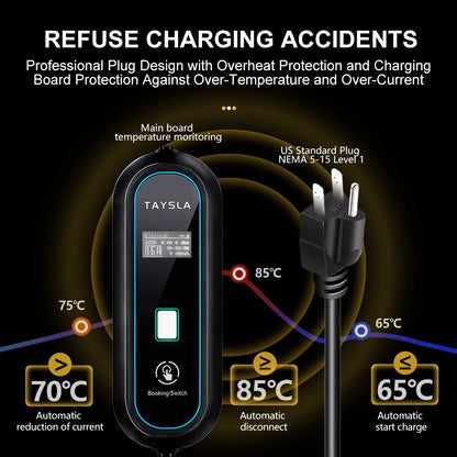 TAYSLA 3.5KW 16A Portable EV Charger NEMA 5-15 Plug TYPE1 SAE J1772 TYPE2 GB/T Electric Car Charger for BYD Geely EX2 Changan