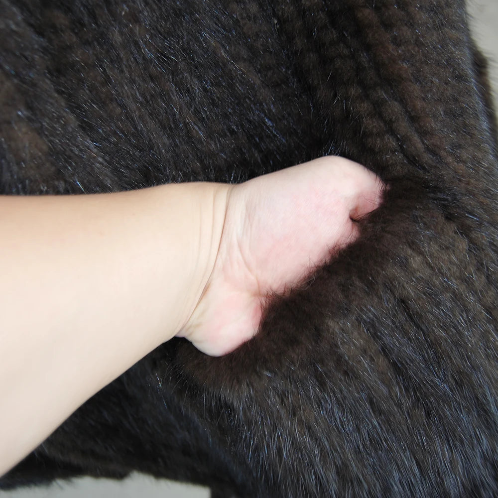 Hot Sale Women Winter Knitted Real Mink Fur Scarf Shawl Natural Warm Mink Fur Pashmina Lady Long Style 100% Genuine Fur Scarves