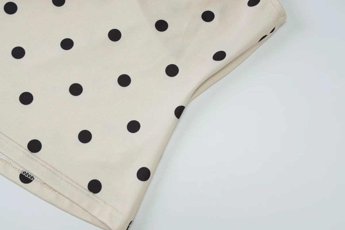 Hugcitar Women'S Fashion Polka Dot Print O Neck Sexy Slim Crop Tank Top Summer Female Clothes Beach Vacation Party Streetwear
