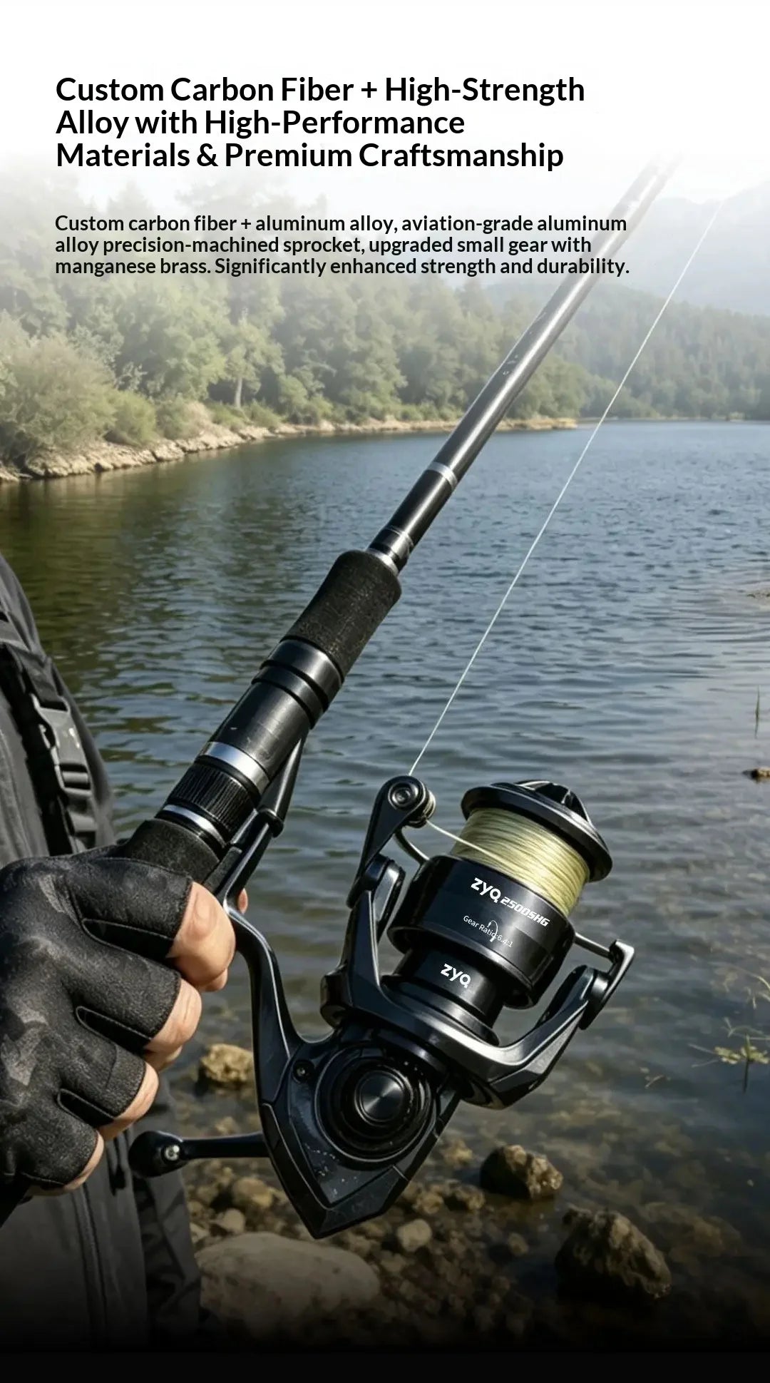 ZYQ Spinning Fishing Reel Leishi Pro Carbon Fiber Metal High Gear Ratio Shallow Spool Waterproof For Freshwater Saltwater Lure