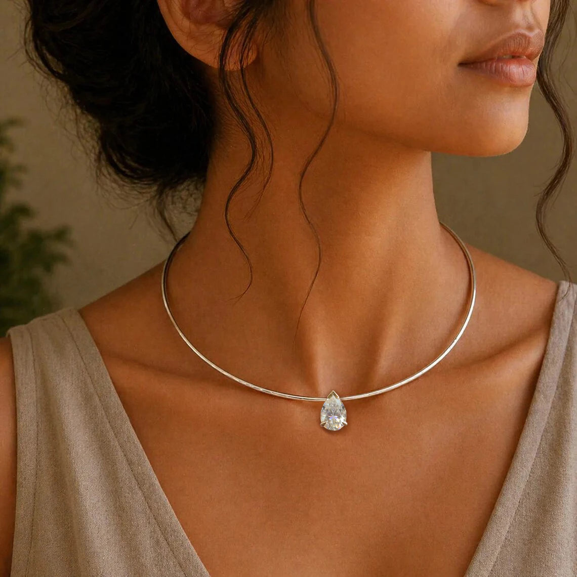 GRA Certified 3/4/5Carat Waterdrop Moissanite Collar Necklace For Women S925 Silver Pear Cut Solitaire Diamond Omega Necklace