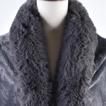 Winter New Fashion Warm Sleeve Plush Cape Cape Large Loose Bat Sleeve Plush Coat Cardigan Women