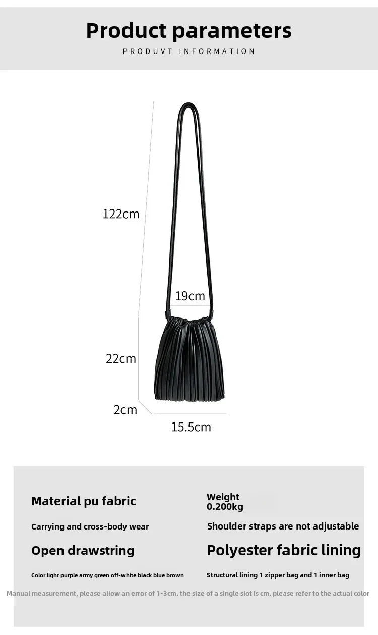 Summer Fashion New Crossbody Bag Women's PU Single Shoulder Mini Bag Luxury Versatile Pleated Casual Small Square Bag Handbags