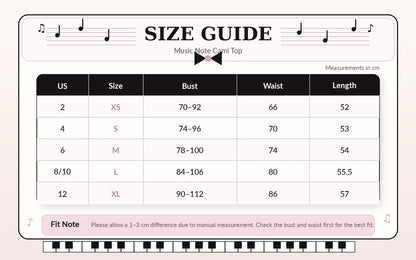 Y2K Music Note Print Cami Top Women White Ruched Bust Bow Piano Key Ruffle Hem Slim Fit Sleeveless Summer Streetwear Tank Top