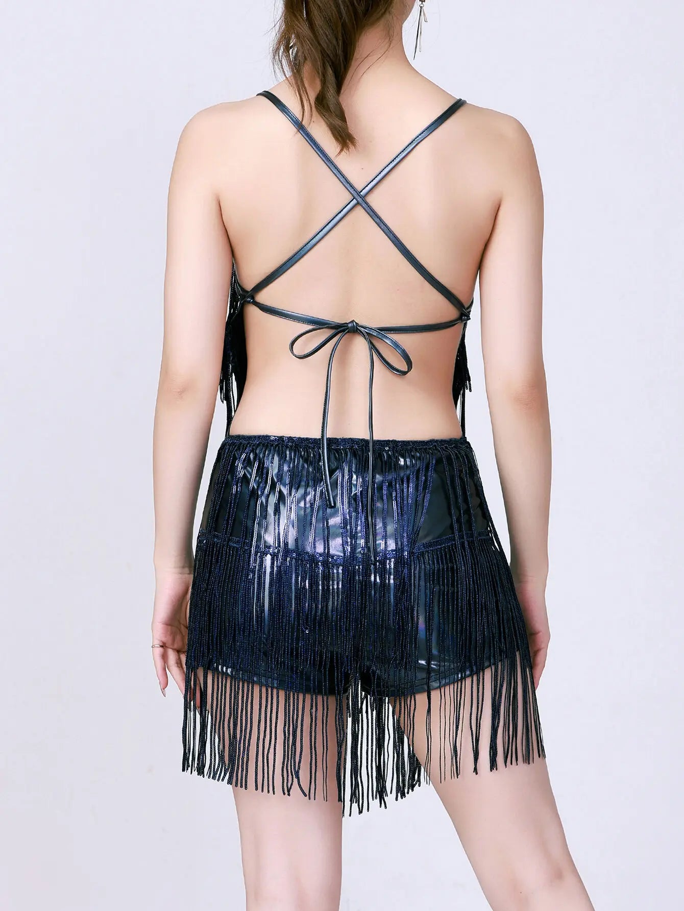 Sexy Backless Tassel Sequin Jumpsuit Women Summer One Pieces Romper Jumpsuit Woman Clothing Jumpsuits Club Party Outfit Playsuit