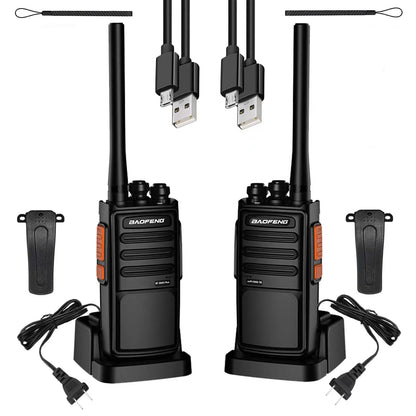 2Pcs Baofeng BF-888S Plus Walkie Talkie UHF PMR446 MHz 16CH Long Range Transceiver with USB Charger for Outdoor Communication