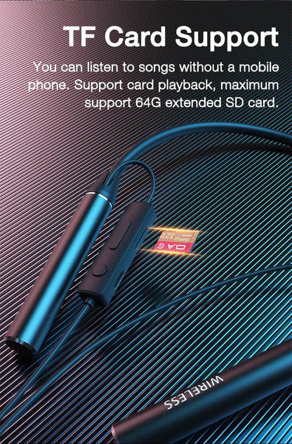 80 Hours Endurance Bass Bluetooth Headset With Microphone Stereo Neckband Headset Sports Headset TF Card