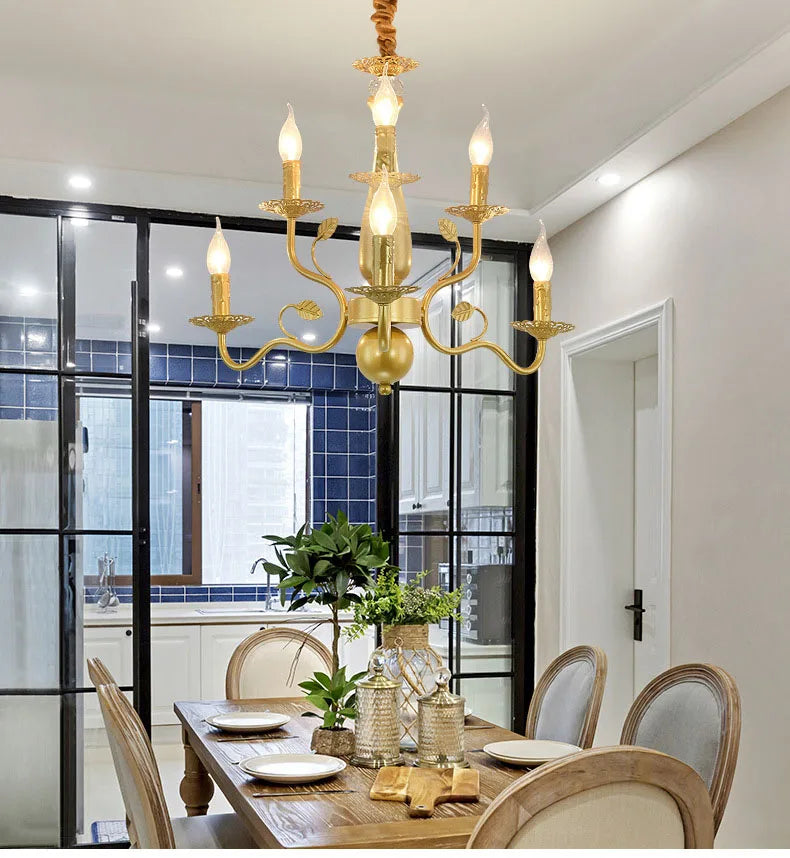 2022 modern black/gold wrought iron candle light retro Europe and America 6 12 16 lights chandelier dining room chandelier