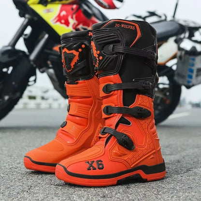 Motorcycle Boot Men Women Riding Mid-Calf Ankle Protective Shoes Motorbike Equipment Racing Rally Long Botas Motorcycle Boots