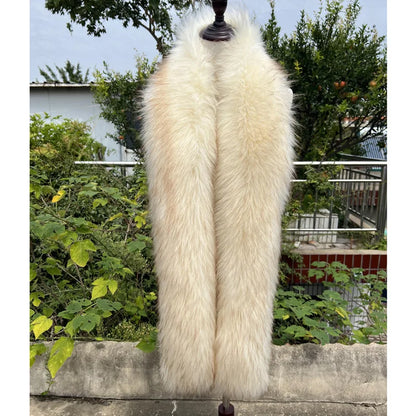 2025 New Faux Fox Fur Scarf Women Long Plush Warm Winter Fashion Fake Fur Wrap Collar