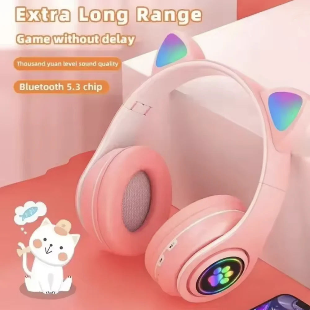 Cat Shaped Wireless Bluetooth Earphones Handsfree Earbuds with Microphone for All Phones Fashion Headphoens Game Headset