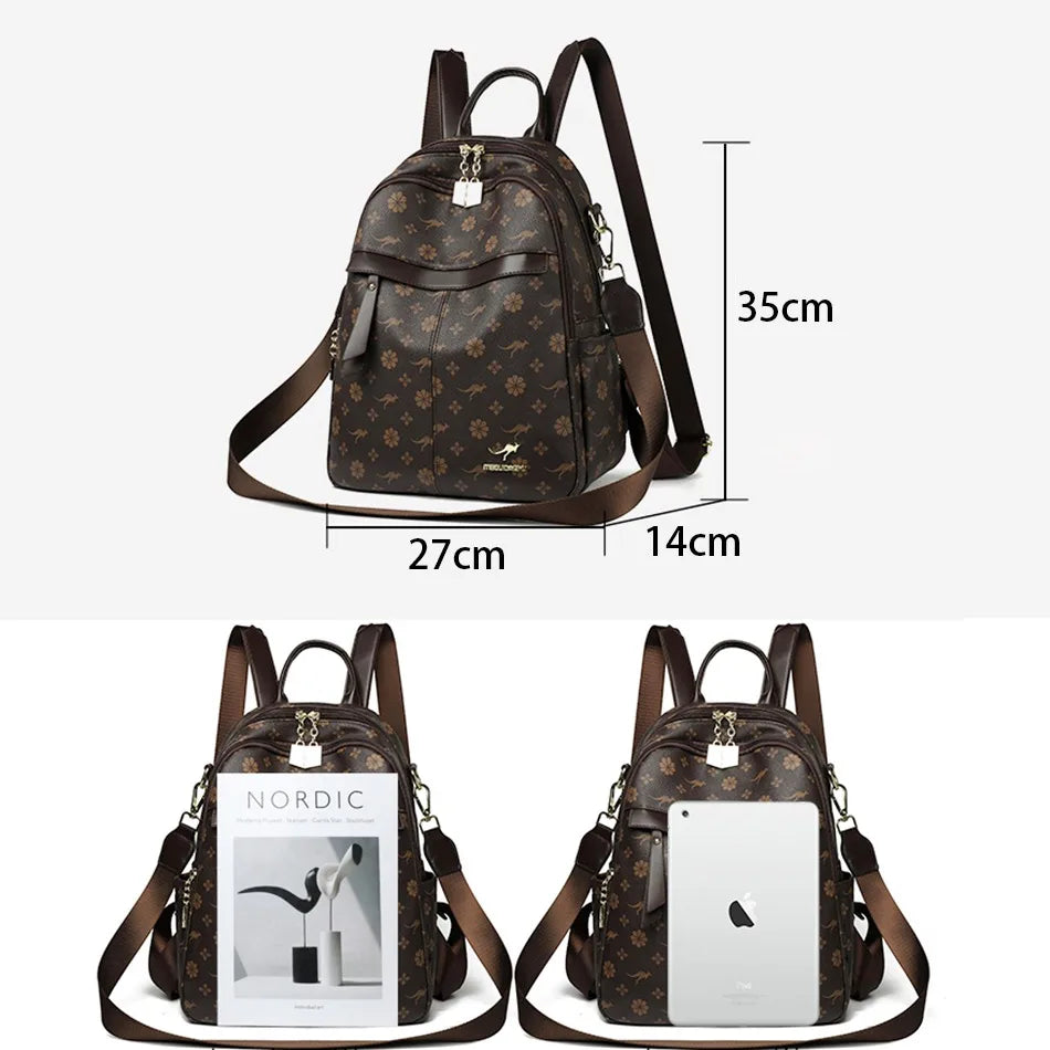 New Classical Fashion High Quality Soft Leather Travel Backpack Women Large Capacity Luxury Shoulder Bags School Bag Backpacks