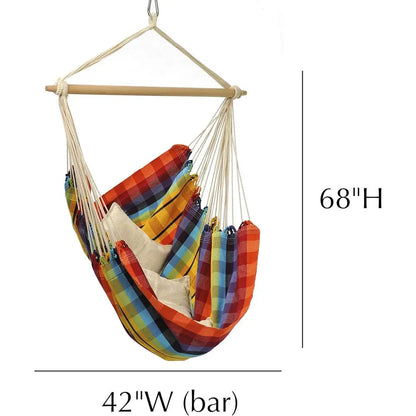 Brazilian-Made Rainbow Hammock Chair: Cotton-Polyester Blend, Suitable for Indoor and Outdoor Use, Supports Up to 240lbs