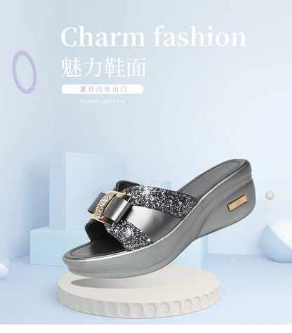 2024 Summer Women's Open Toe Casual Slippers Women Fashion Platform High Heel Female Slides Shoes Comfortable Wedge Sandals
