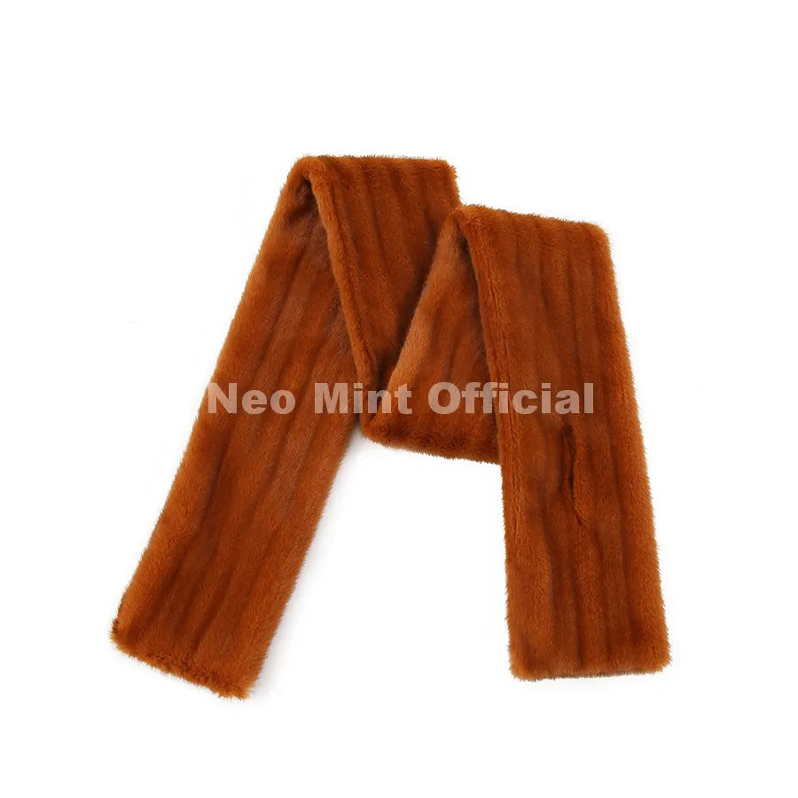 Neo Mint Luxury Brand Fashion Faux Mink Fur Scarves Women 2026 Winter Fuzzy Neck Warmer Wraps Chic Plush Fur Collar Shawl Scarf