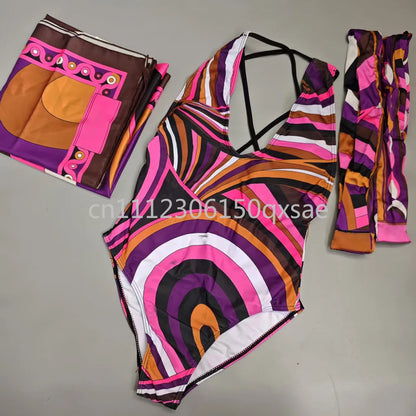 Classic Design Women's Headband Swimsuits with Letter Signature Logo Designer Brand Lady Sexy Scarf Swimsuits Beachwear