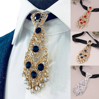 Diamond Tie Man Nacklace Personality Crystal Neckties Wedding Gentleman Metal Diamond Tie Clip Luxury Men Collar Accessories