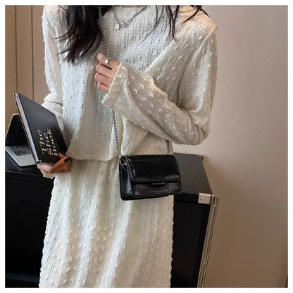 Vintage Women Silver Chic Crossbody Bag Luxury Designer Small Shoulder Bags Fashion Gold Mini Square Cute Pu Leather Handbag