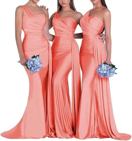One Shoulder Mermaid Bridesmaid Dresses Corset Back Formal Evening Party Gowns 2026 Prom Graduation Dress Customized