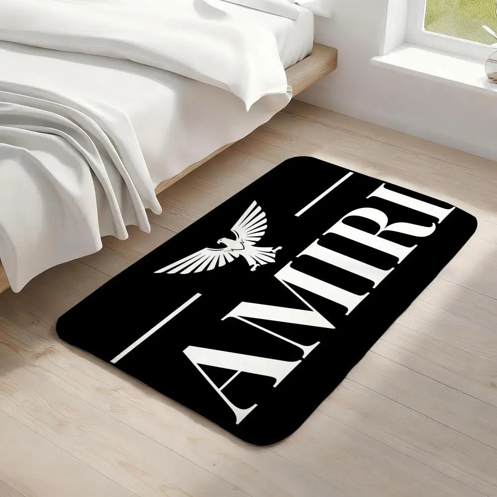 Brand Logo A-Amiri Floor Mat Soft Thickened Non-Slip Washable Door Mat for Living Room Home Decor Flannel Rugs