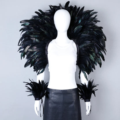Elegant Women's 2-Piece Shawl Set Cosplay Feather Punk Style for Halloween Masquerade Ball Party Carnival New