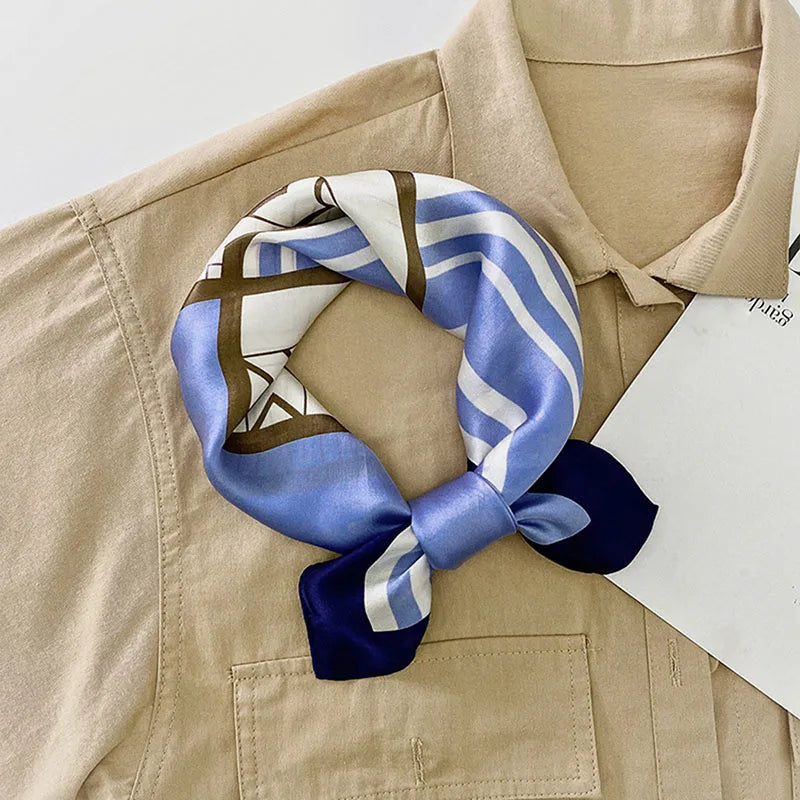 Silk Scarf For Bag Lady Neck Tie 100% Silk Scarf Luxury Brand Print Flower Stripe Plaid Dot Bandana Hair Tie Handkerchief Gifts