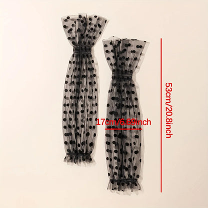 Summer Thin Mesh Sun Protection Sleeve for Women's Dress Decoration, Long Sleeve for Wedding Dress Accessories, Black Dots