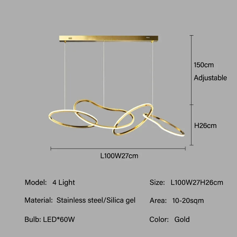 Modern Rose Gold LED Chandeliers Ligthing Nordic Lustre Home Decor Circle Rings Chandelier Hanging Pendant Lights Fixtures