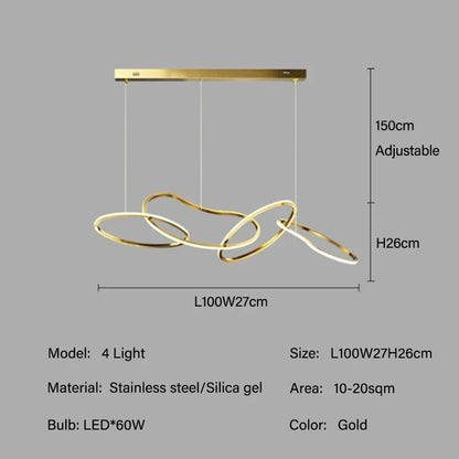 Modern Rose Gold LED Chandeliers Ligthing Nordic Lustre Home Decor Circle Rings Chandelier Hanging Pendant Lights Fixtures