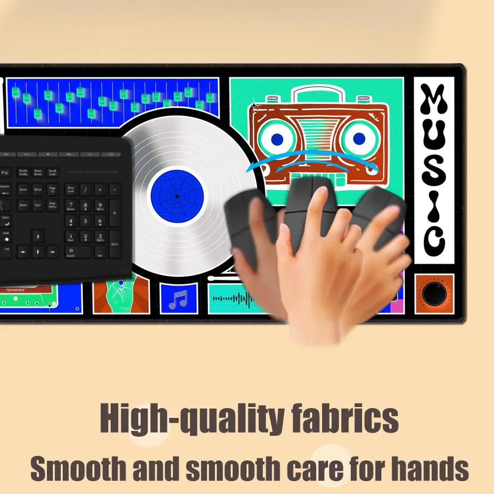 HYBXAXC Audio Cassette Large Mouse Mat Art Mousepad Big Rubber Base Mouse Pad Music Deskpad Extended Mat 400x900 Office Tablepad