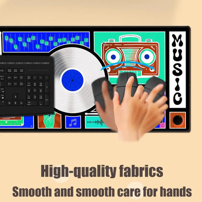 HYBXAXC Audio Cassette Large Mouse Mat Art Mousepad Big Rubber Base Mouse Pad Music Deskpad Extended Mat 400x900 Office Tablepad