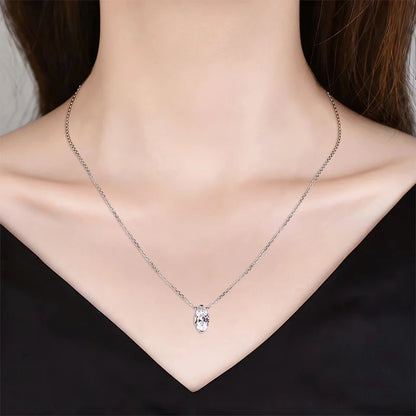 OXTAO Moissanite Solitaire Pendant Necklace 5x10mm Marquise Cut for Women 14K Gold Filled Luxury Chain Necklace Wedding Jewelry