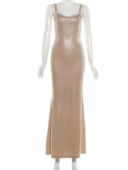 Nibber Low-Neck print Stretch Backless Sequin Dress Women Sexy Sleeveless Skinny Elegant Fashion Party chic Club Maxi Bodycon