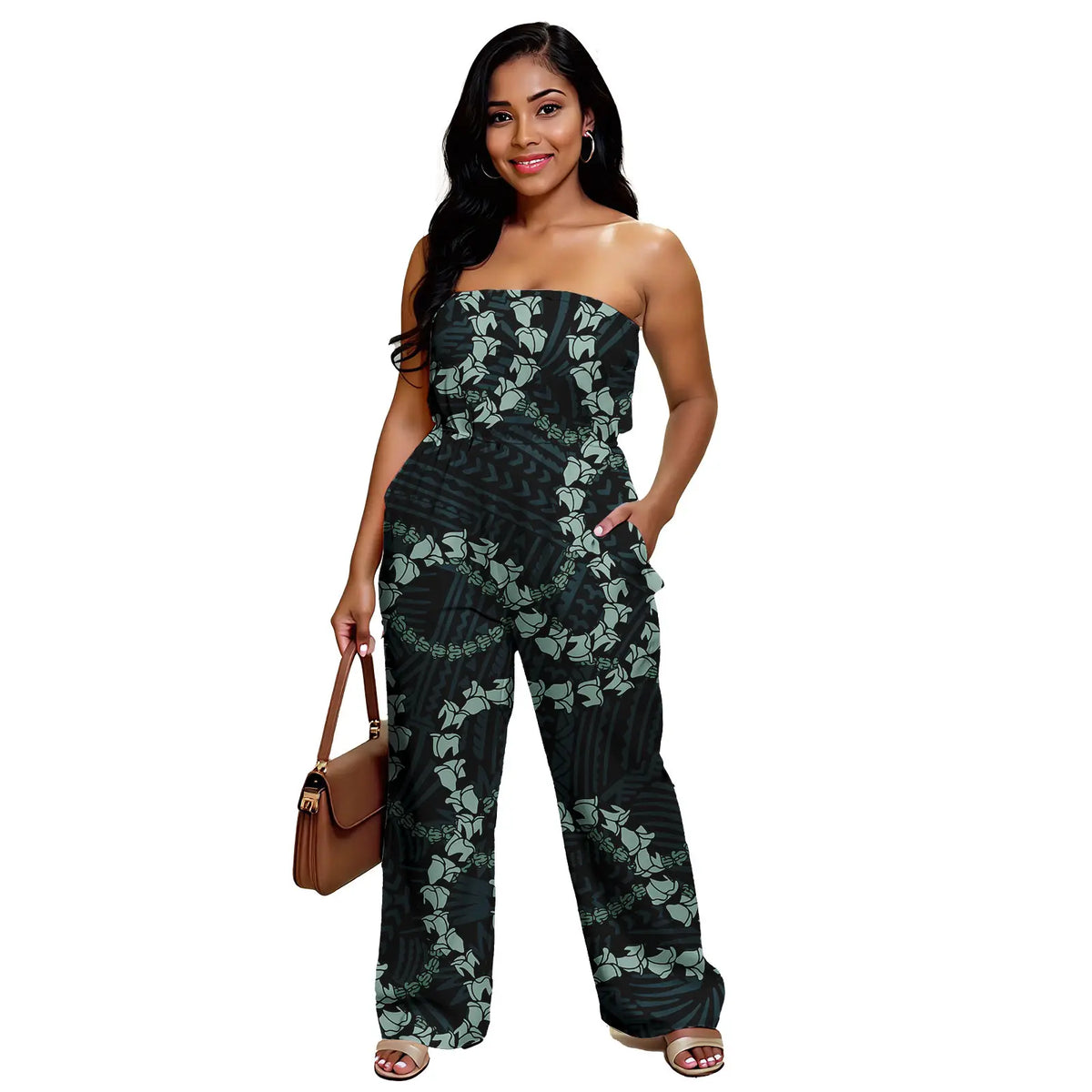 Women Slim Island Jumpsuit Sexy Clothing Polynesian All Over Custom Personalised Tribal Print Elegant Prom Rompers