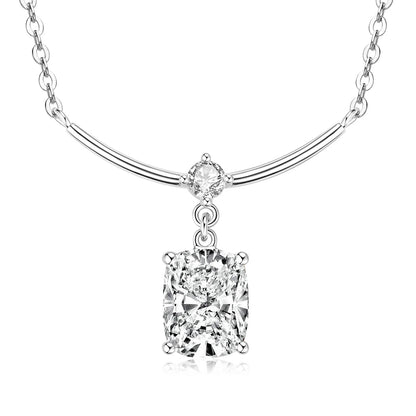 Abestecom 7x9mm Cushion Cut Moissanite Curved Smile Drop Necklace 14K Gold Plated Bridal Wedding Fine Jewelry Gift for Women