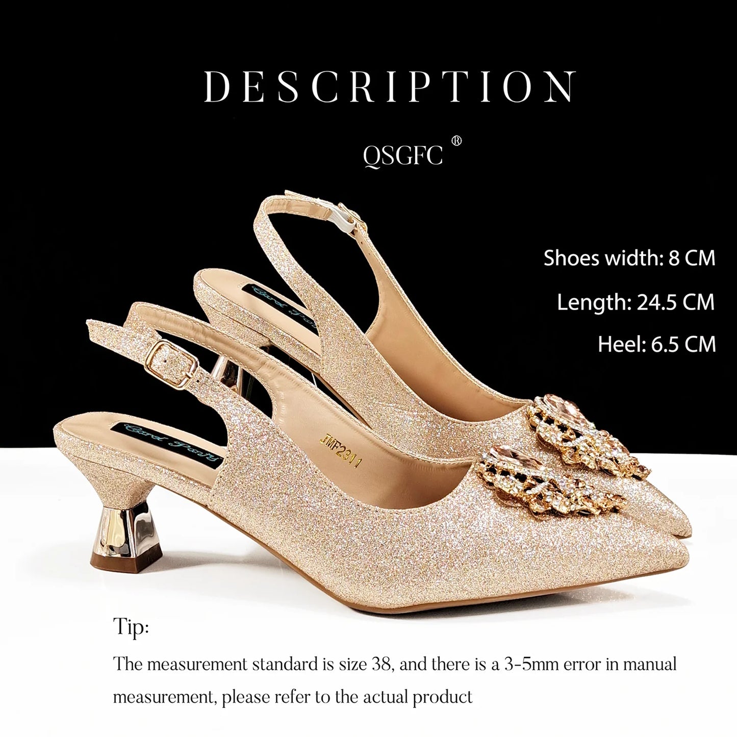 Hot Selling Elegant Noble Colorful Rhinestone Design White Color Party Wedding Pointed Toe High Heel Women Shoes and Bag Set