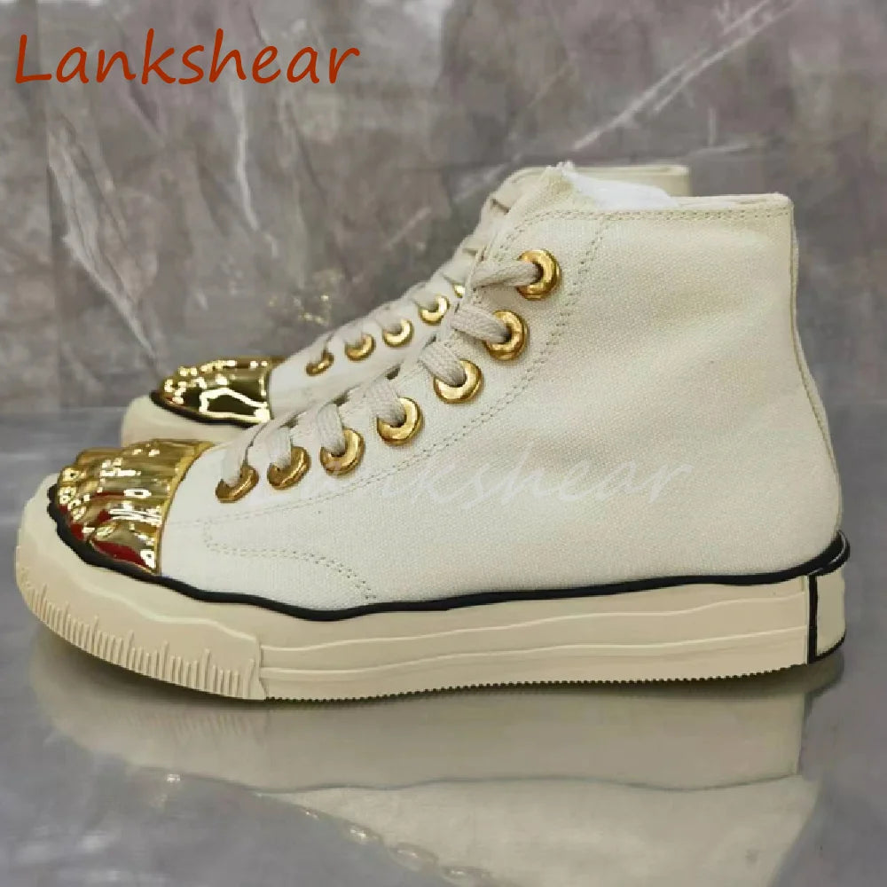 Golden Five Fingers Catwalk Ladies Shoes 2024 Summer New Sexy Street Thick Sole Sports Casual Pumps Model Party Lace Up Sneakers