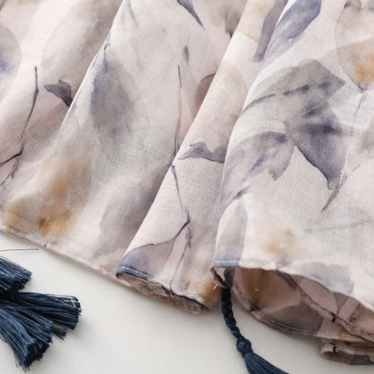Spain Fashion Petal Floral Tassel Viscose Shawl Scarf Lady High Quality Print Soft Pashmina Stole Bufandas Muslim Hijab 180*90Cm