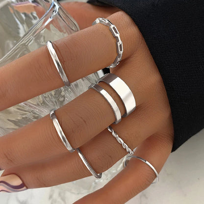 Boho Gold Color Rings Set For Women Fashion Cubic Zircon Heart Star Moon Flower Finger Rings Female Simple Trendy Jewelry Gifts