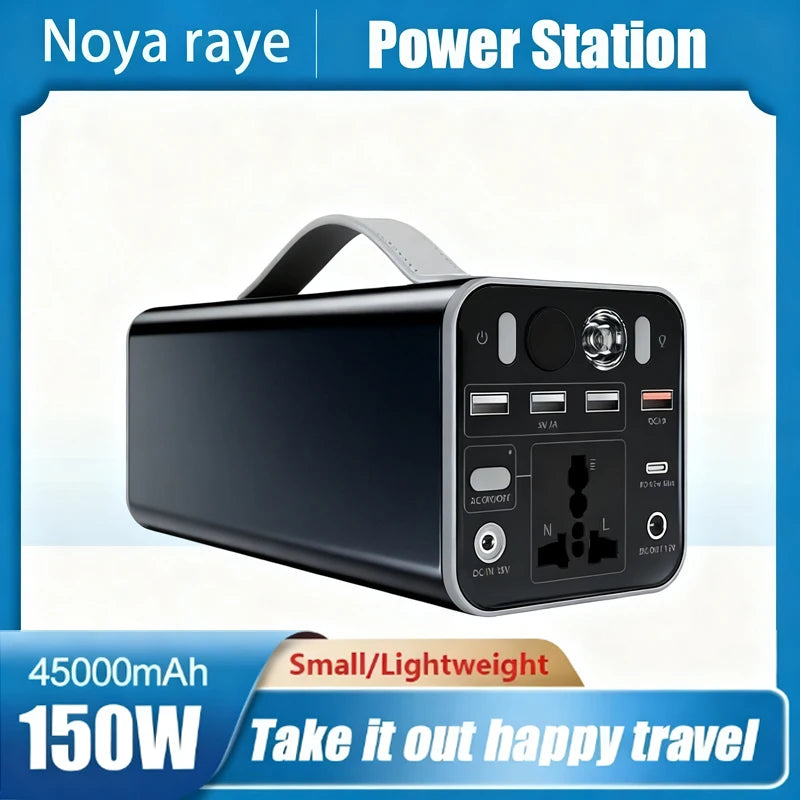 150W Portable Power Station 110/220V Solar Generator Outdoor Emergency Mobile Power Bank 45000mAh For Camping Power LED