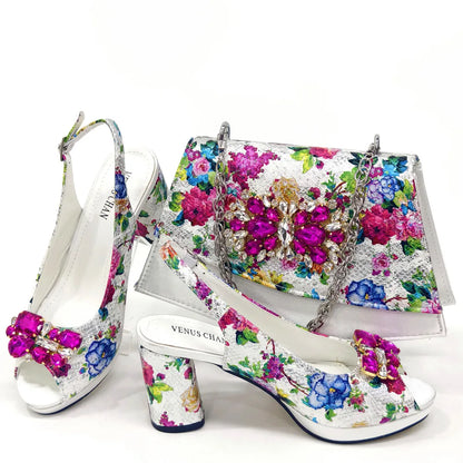 Venus Chan Italian Design Shoes and Bags Matching Set 2024 Women High Heel Party Purple Color Nigeria Wedding Bigger Size Shoes